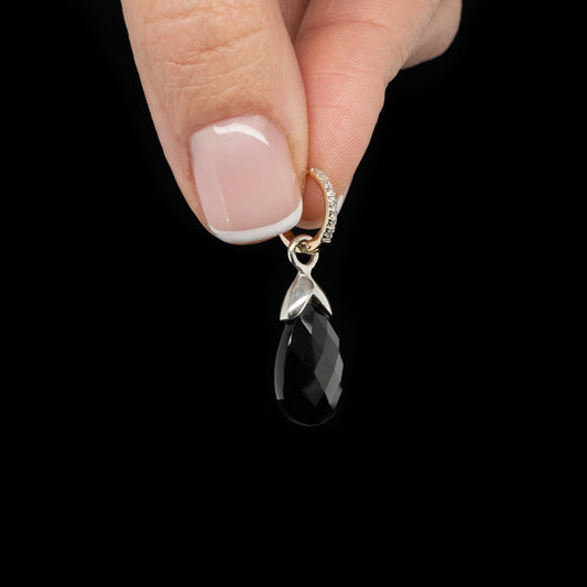 Diamond & Onyx Drop Huggie