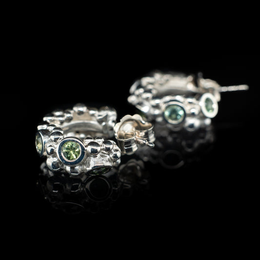 Teal Sapphires Bubble Hoop Earrings