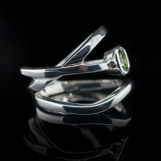 Natural Green Tourmaline Spiral Ring