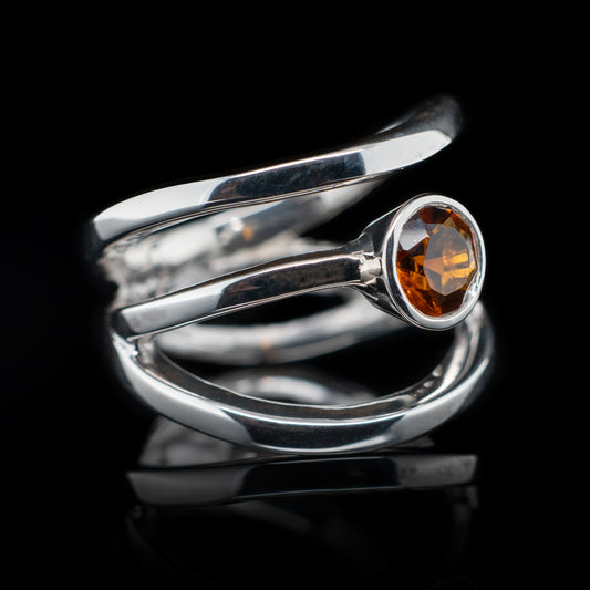 Cinnamon Citrine Spiral Ring in Sterling Silver