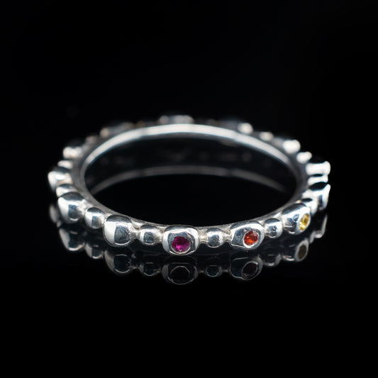 Rainbow Sapphires Shore-line Ring