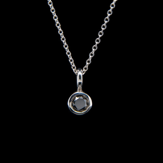 Black Diamond Pendant in Sterling Silver