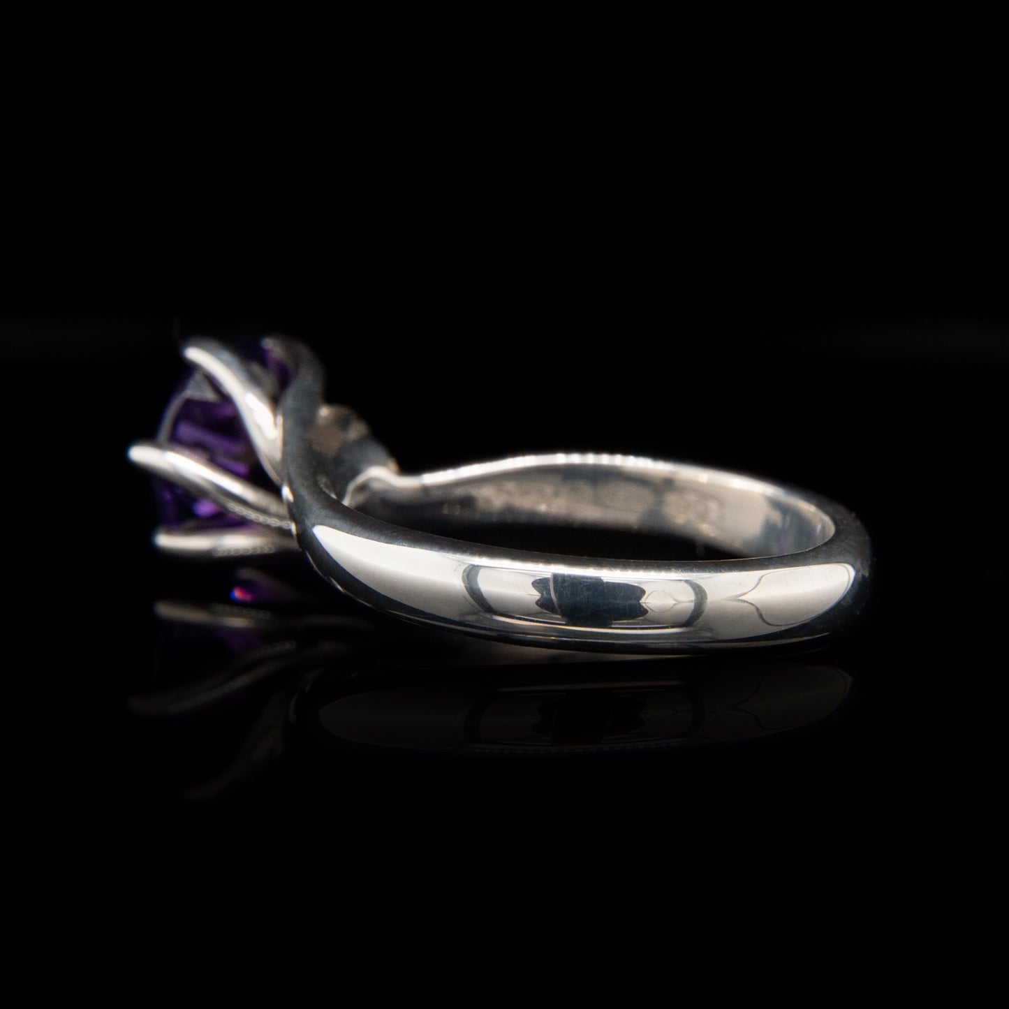 Amethyst Silver Twist Ring