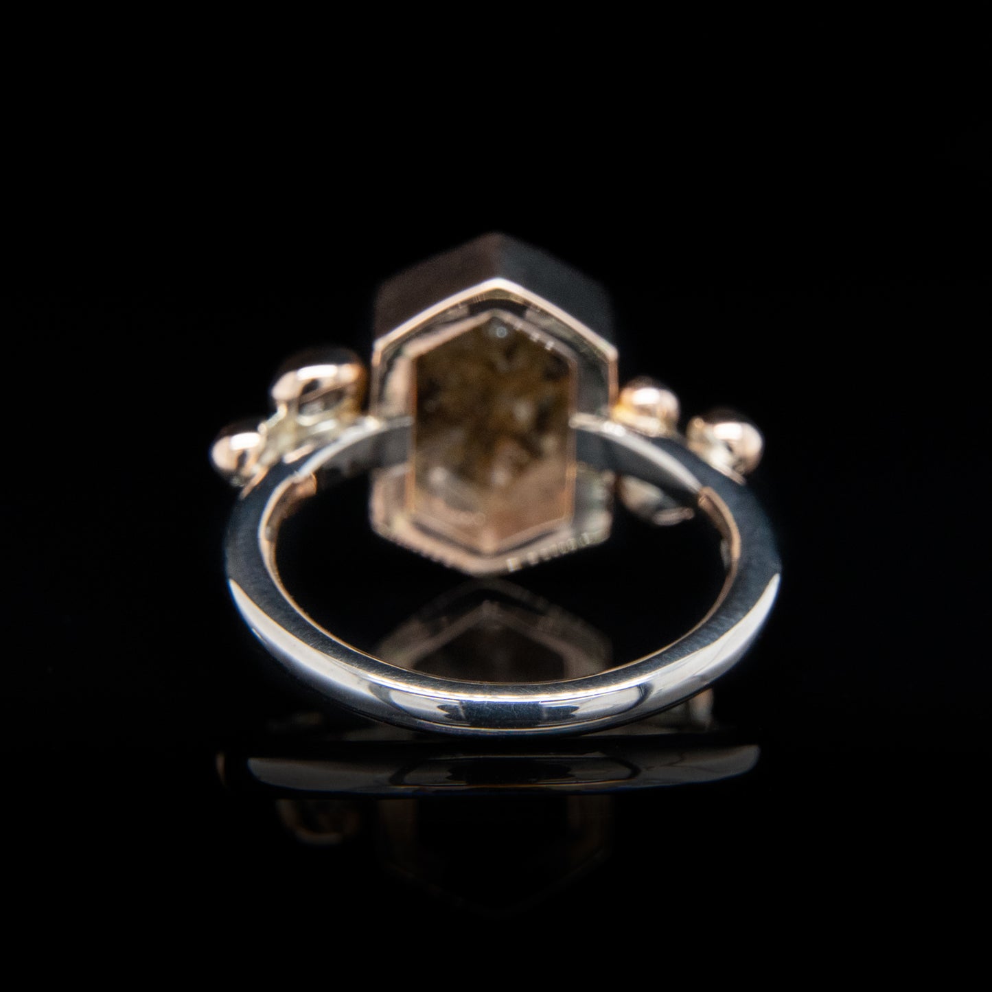 Hexagon Shaped Salt & Pepper Diamond Ring in White Gold