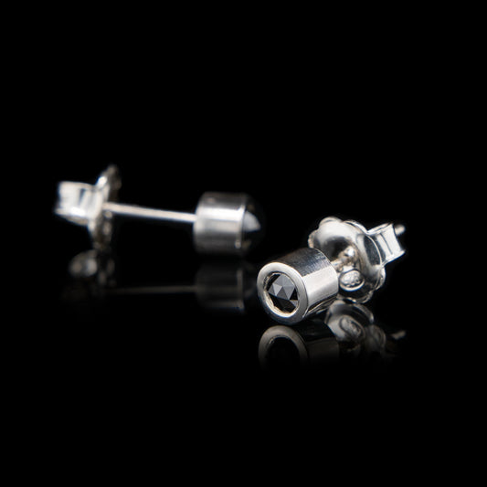 Black Diamond Stud Earrings in Sterling Silver