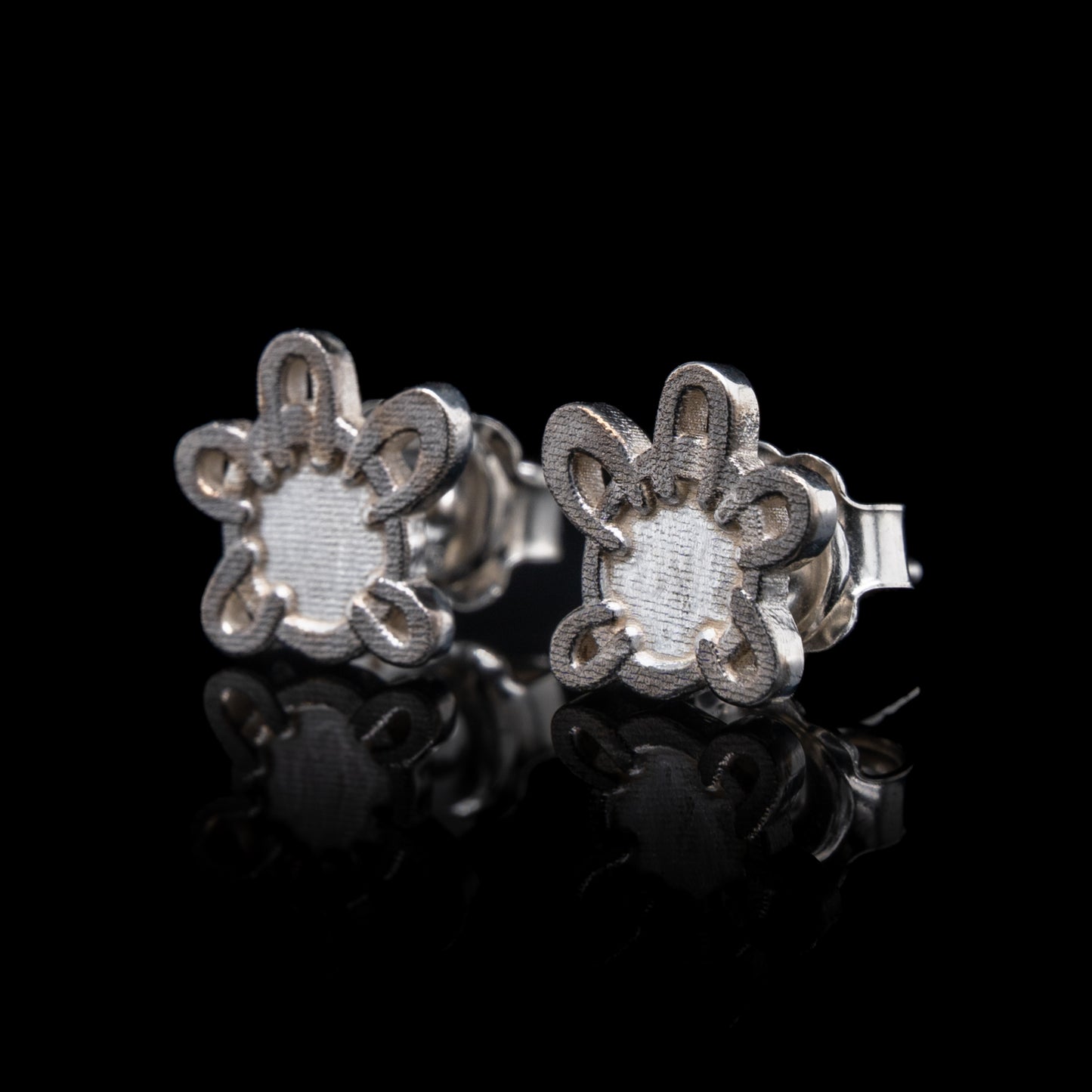Everyman Hands Studs in Silver & Black Rhodium