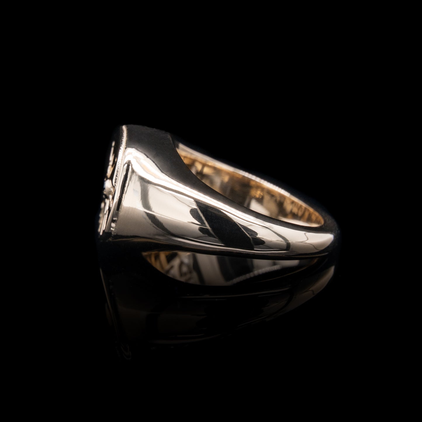 Let Me Show You The World In My Eyes Signet Ring in Gold with Black Diamond