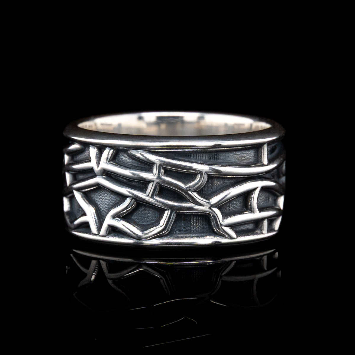 Oxidised Wide Skeleton Ring