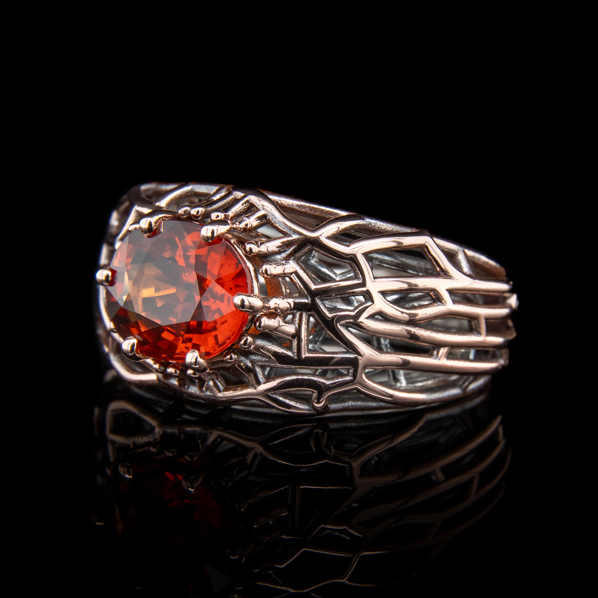 Double Layer Glow Ring with Spessartite Garnet