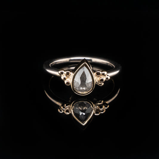 Pear Shaped Salt & Pepper Diamond Ring