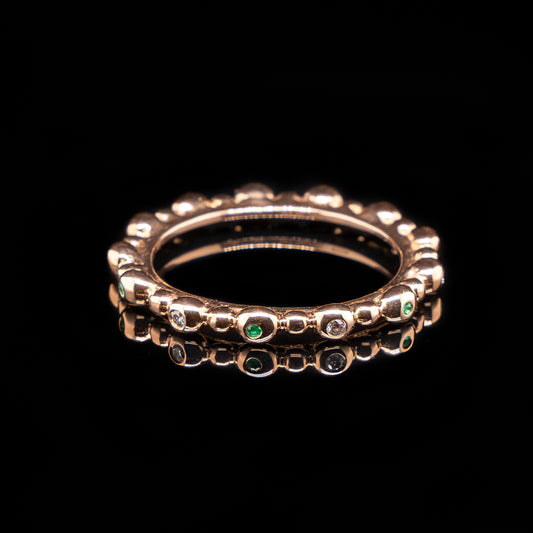 Champagne Diamonds & Emeralds Shoreline Ring