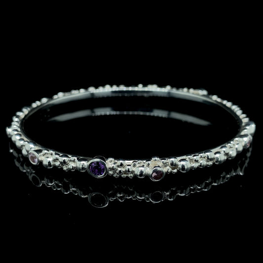 Amethyst Bubble Bangle in Sterling silver