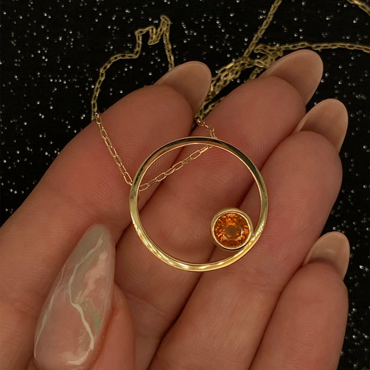 Fire Citrine Circle Pendant