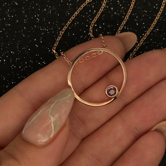 Purple Sapphire Circle Pendant