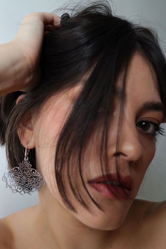 Avant-garde Fan Earrings in Sterling Silver