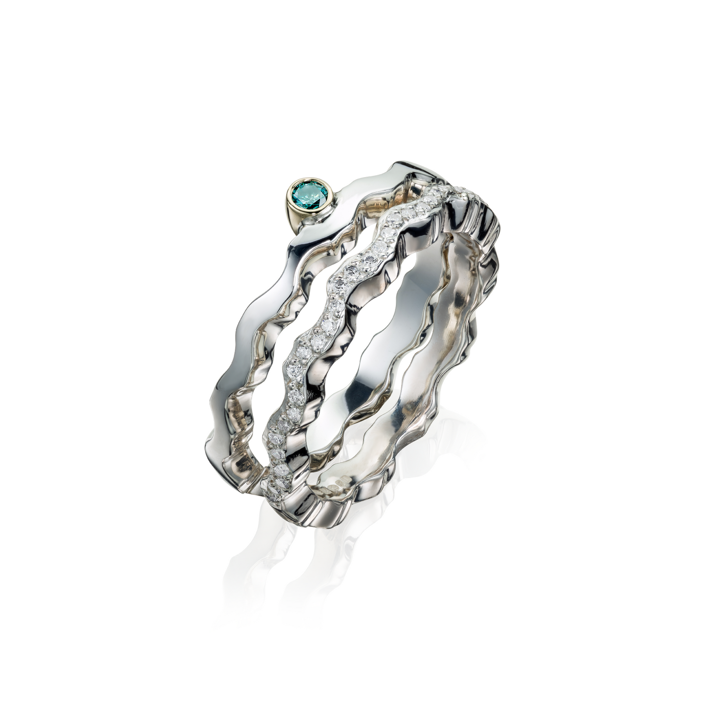 Diamond Surf Wave Ring in Sterling Silver
