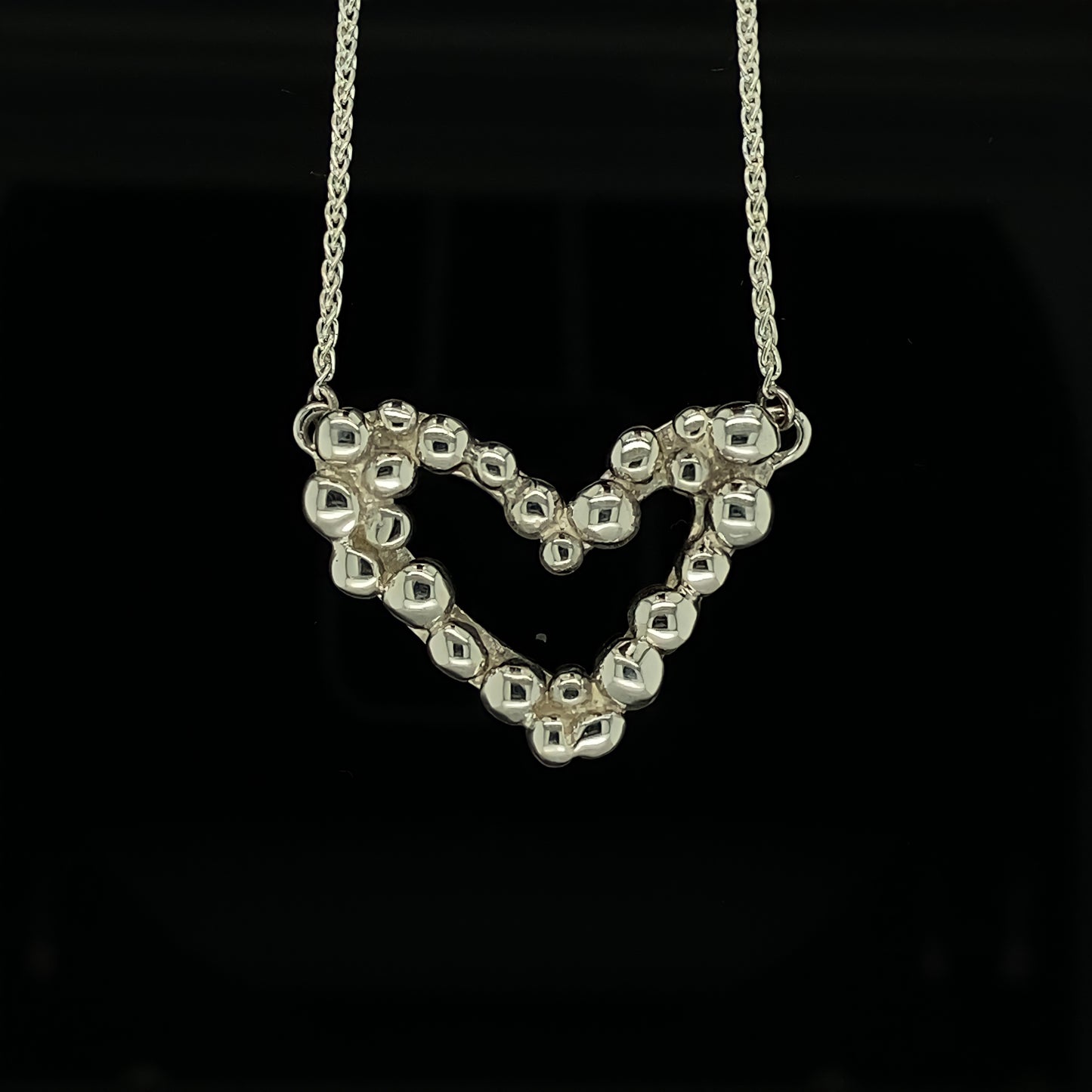 Bubble Heart Necklace in Sterling Silver