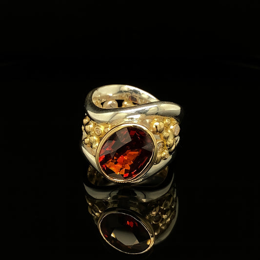 Spessartite Garnet Bubble Wave Ring