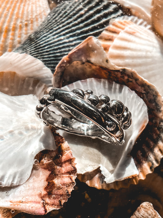 Cross-Over Bubble Band in Sterling Silver