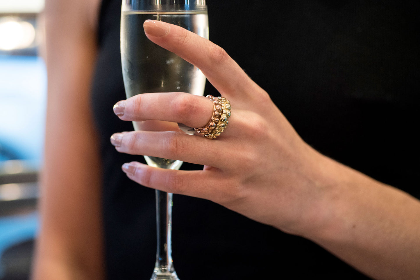 Wide Bubble Band in Yellow Gold