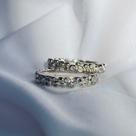 Blue Diamond Bubble Band in Platinum