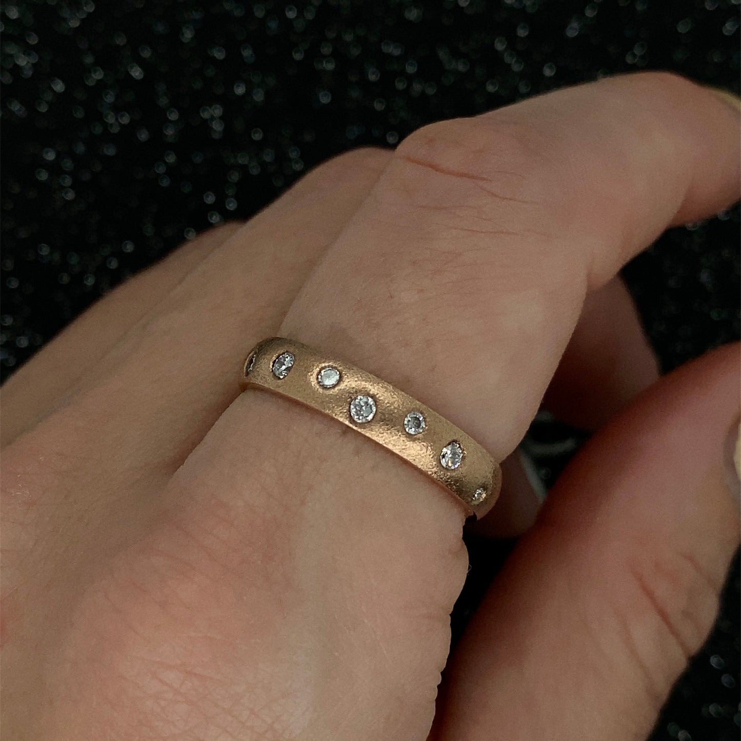 Frosted Diamond Ring in Rose Gold