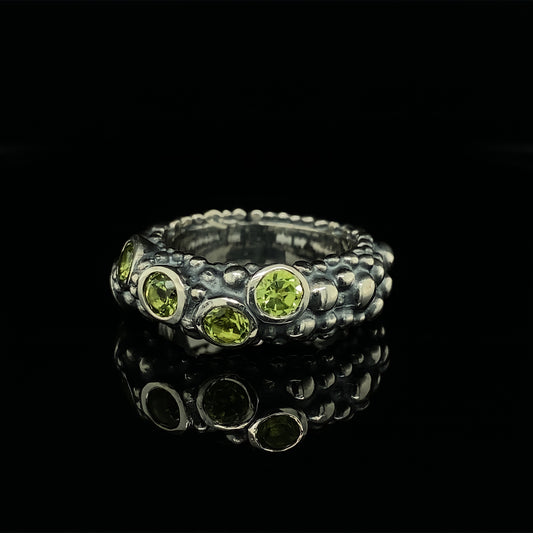 Wide Peridot Bubble Ring