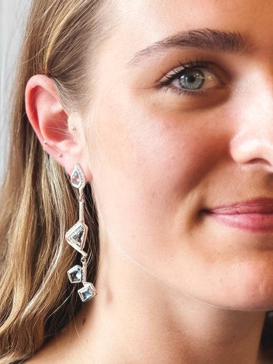 Diamond & Aquamarine Earrings