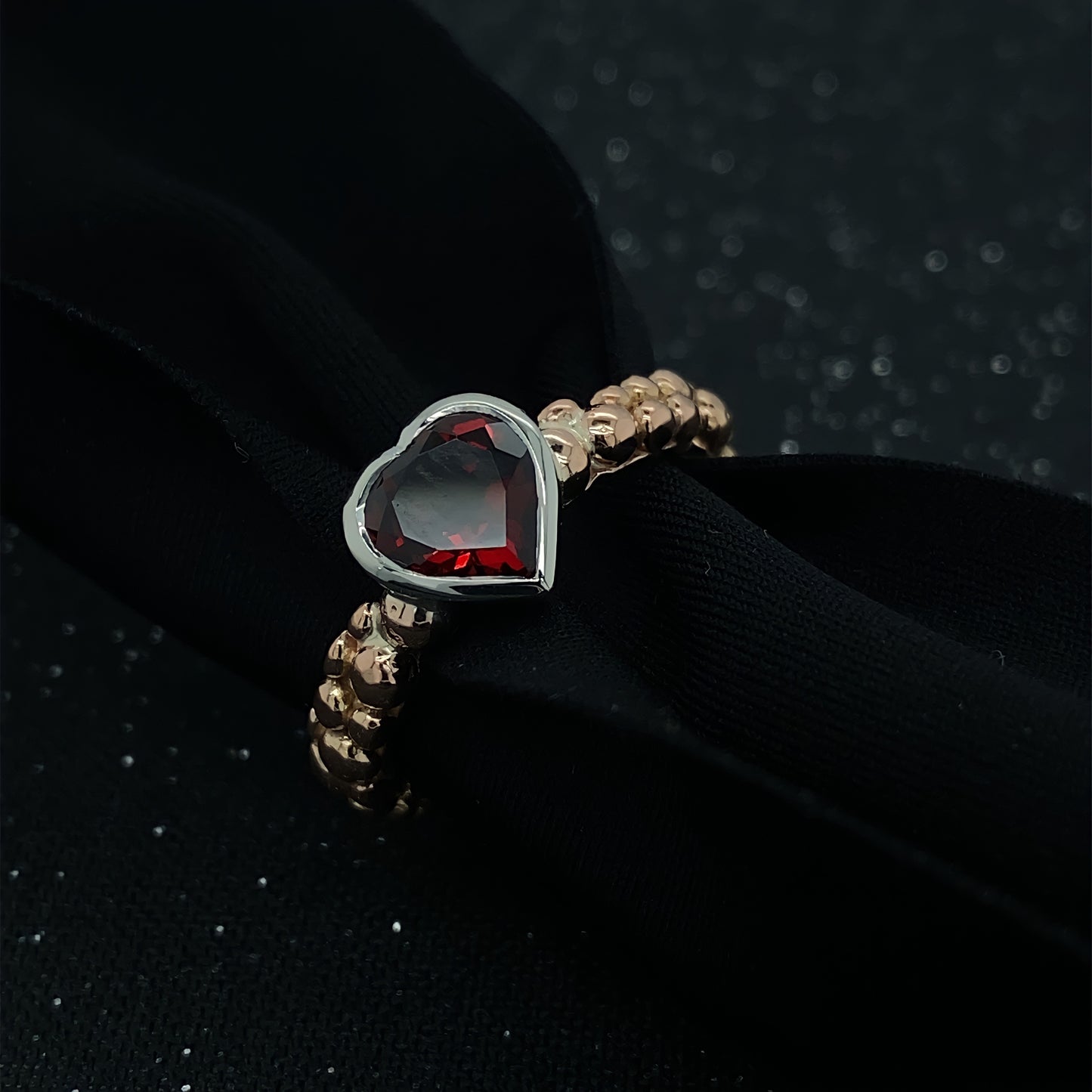 Heart Garnet Bubble Ring
