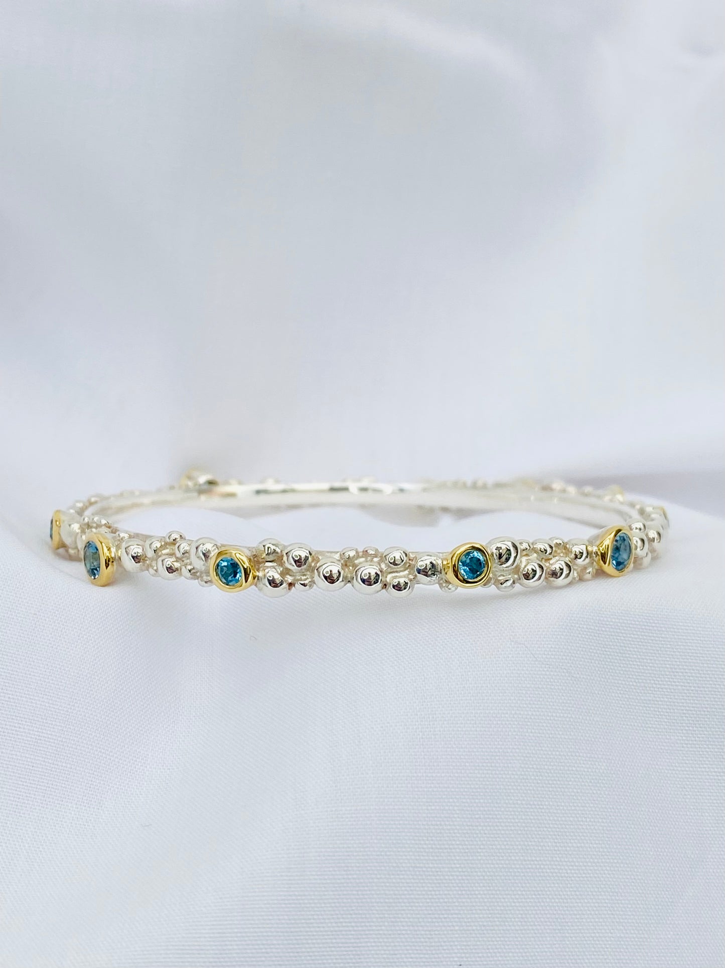 Aquamarine Bangle in Sterling Silver