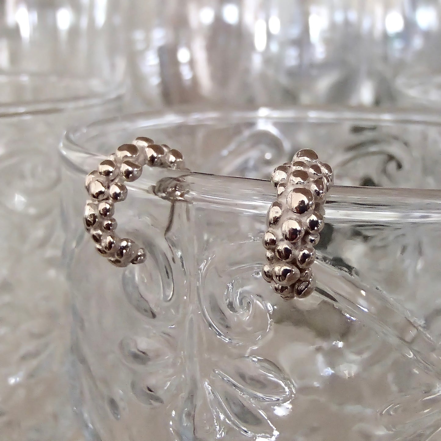 Bubble Hoops Stud Earrings in Sterling Silver