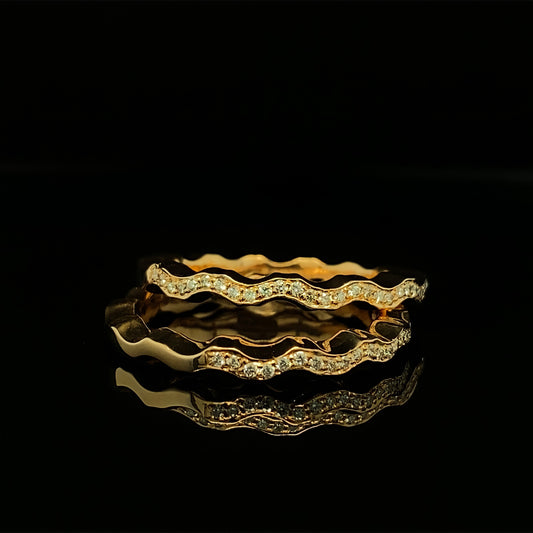 Rose Gold Diamond Surf Wave Ring