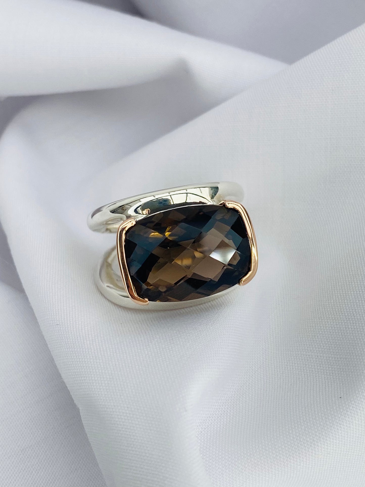 Smokey Quartz Split Ring