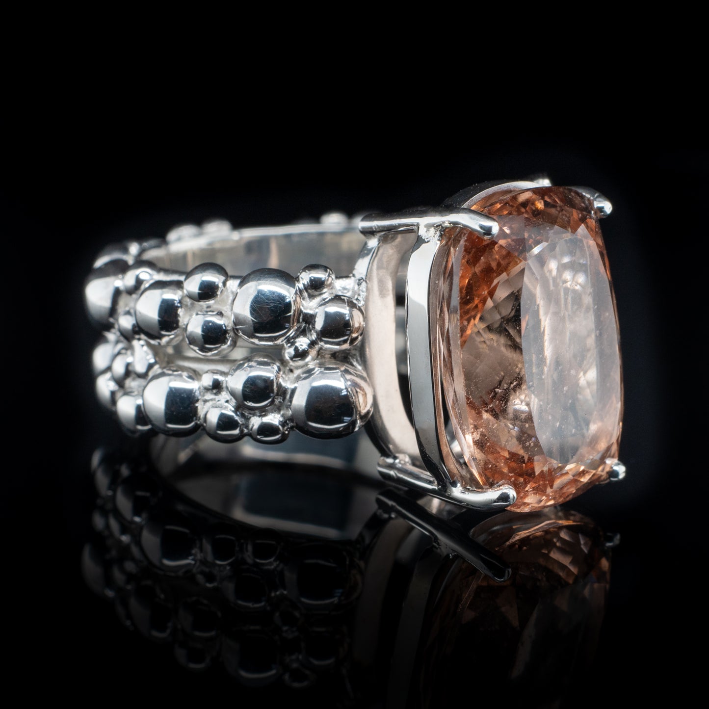 Morganite Triple Stone Statement Ring