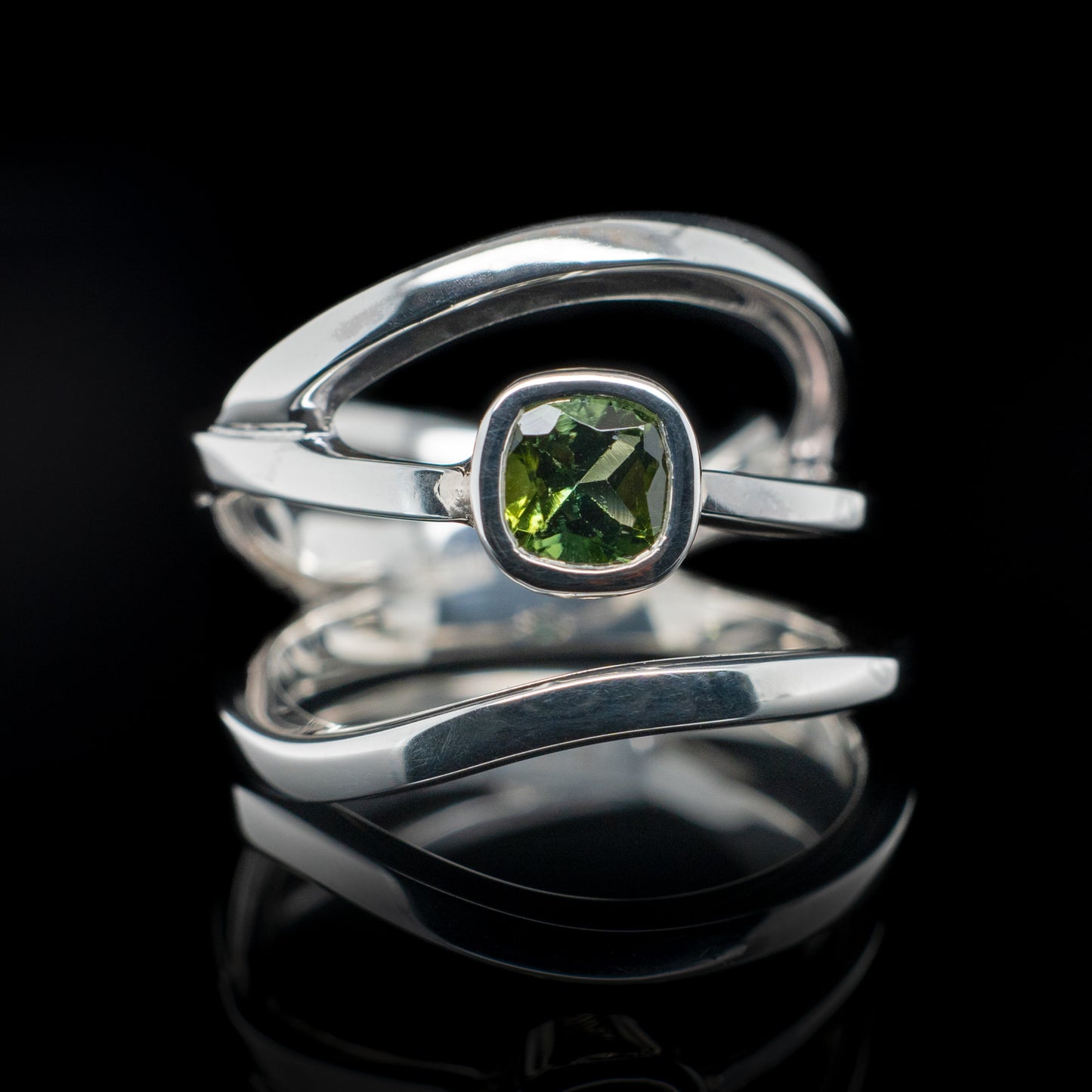 Green Tourmaline Spiral Ring