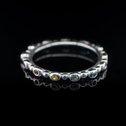 Rainbow Sapphires Shore-line Ring