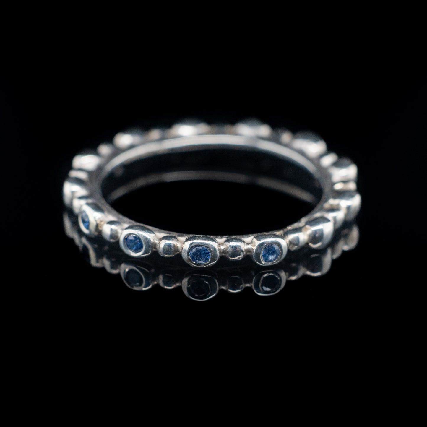 Blue Sapphires Shore-line Ring