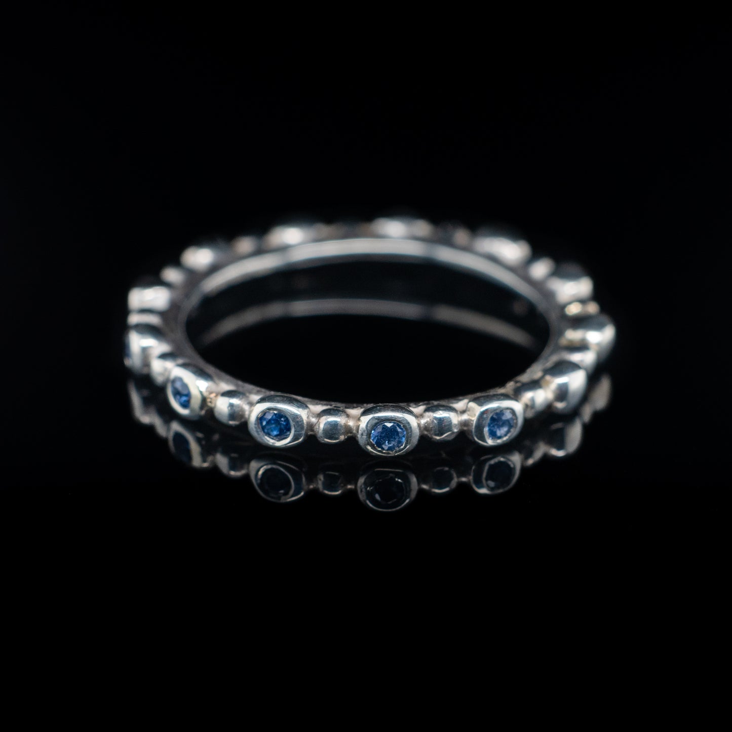 Blue Sapphires Shore-line Ring