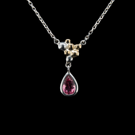 Pink Tourmaline Pendant with Gold Bubbles