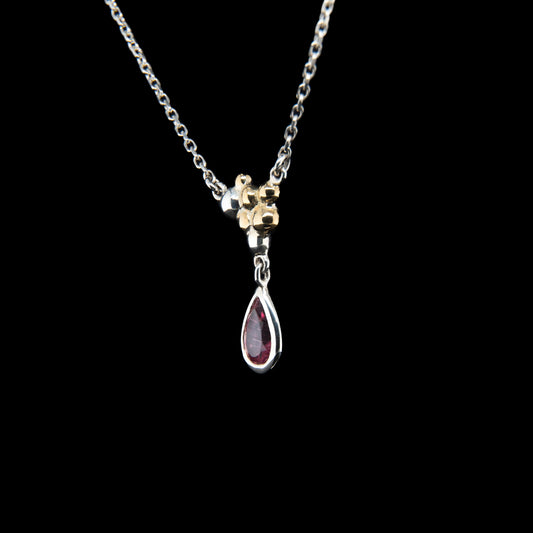 Pink Tourmaline Pendant with Gold Bubbles