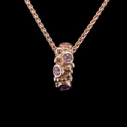 Rose Gold Bubble Link with Pink Sapphires
