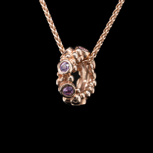 Rose Gold Bubble Link with Pink Sapphires