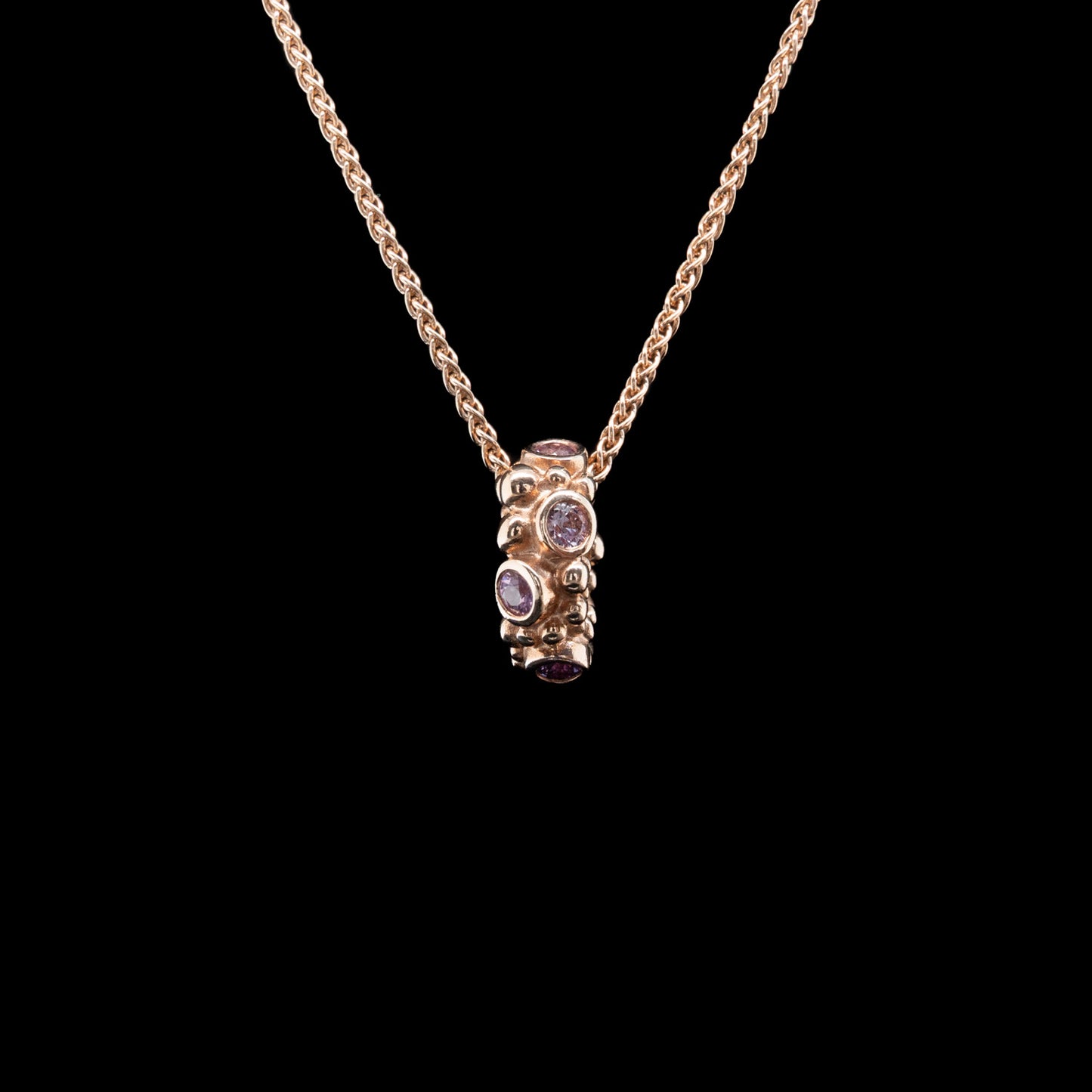 Rose Gold Bubble Link with Pink Sapphires