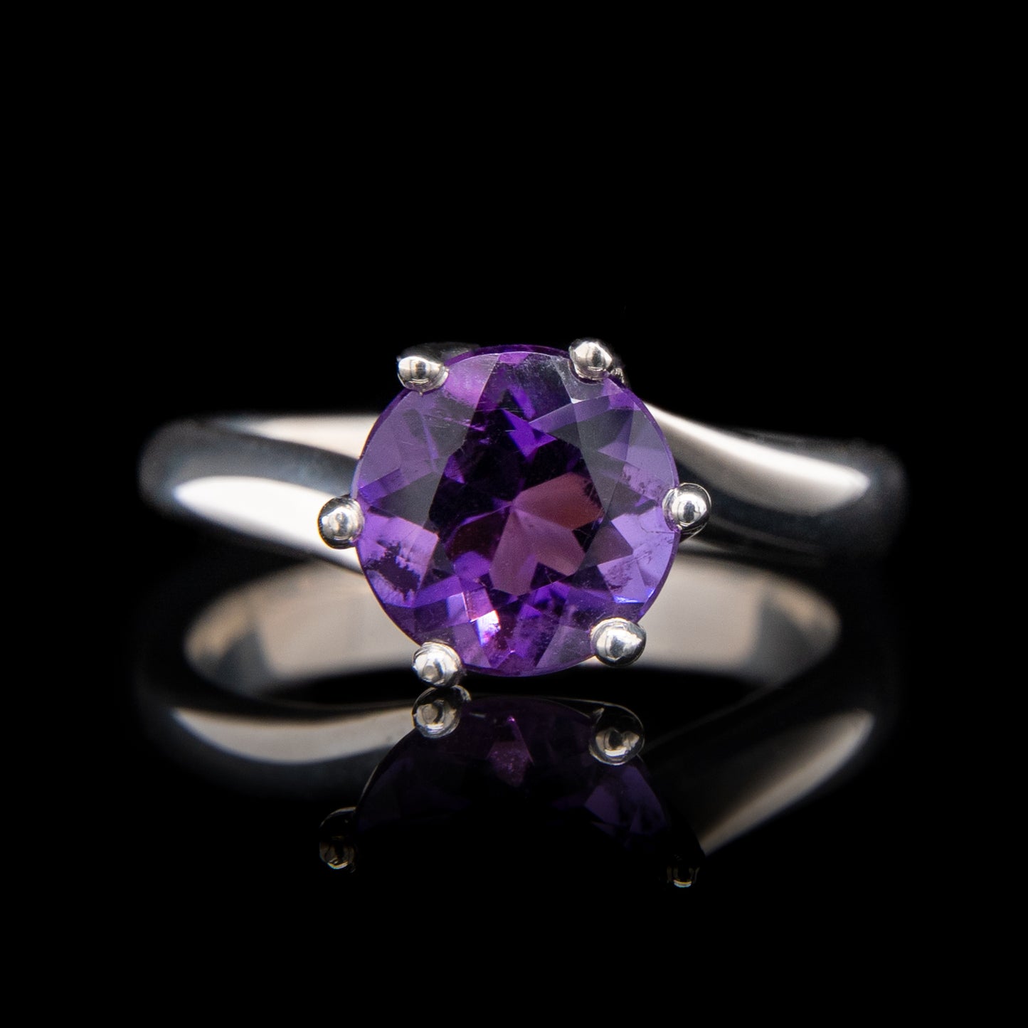 Amethyst Silver Twist Ring