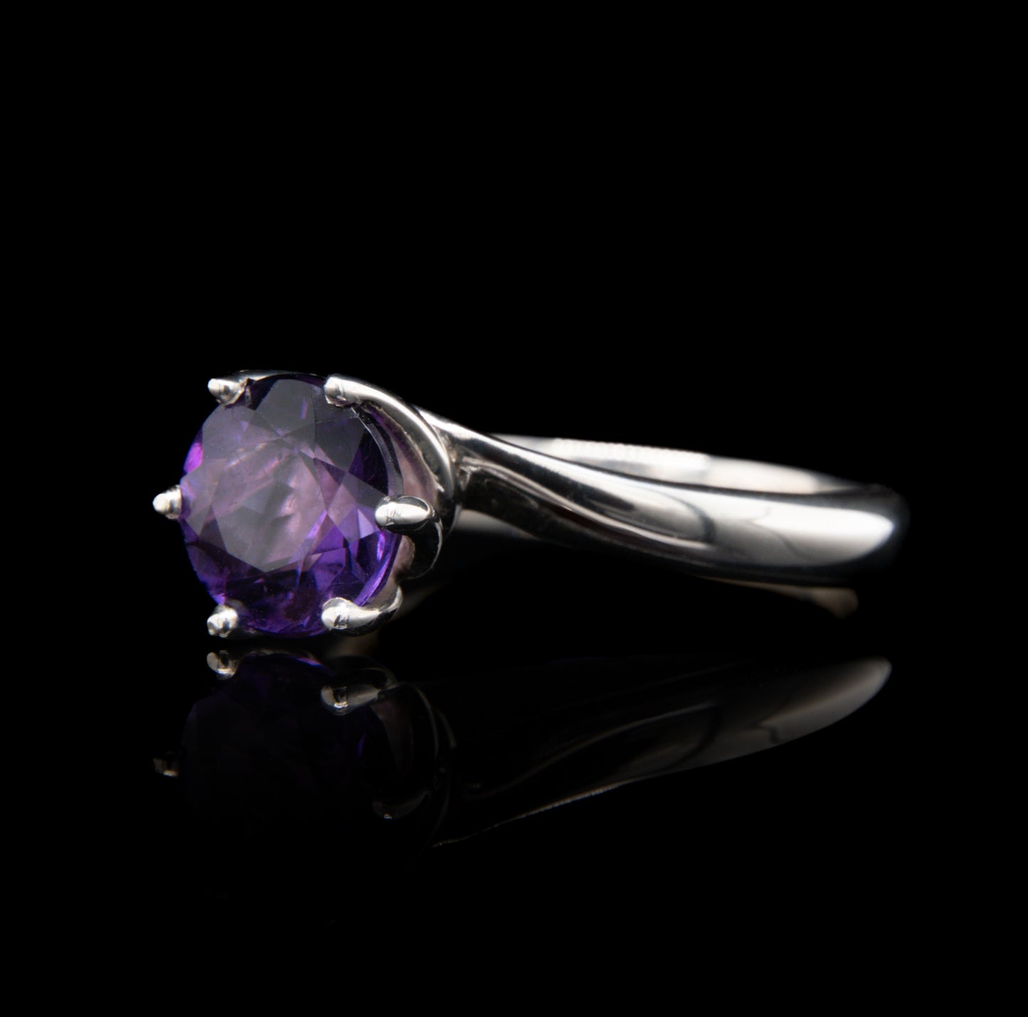 Amethyst Silver Twist Ring