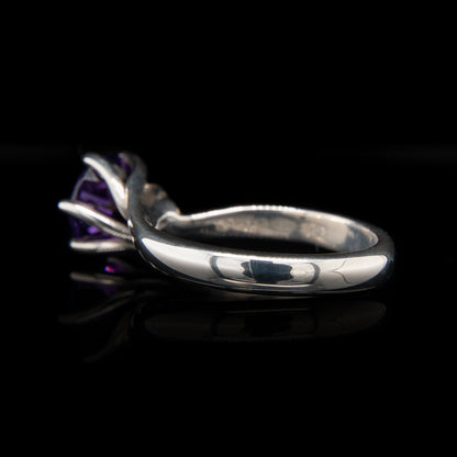 Amethyst Silver Twist Ring