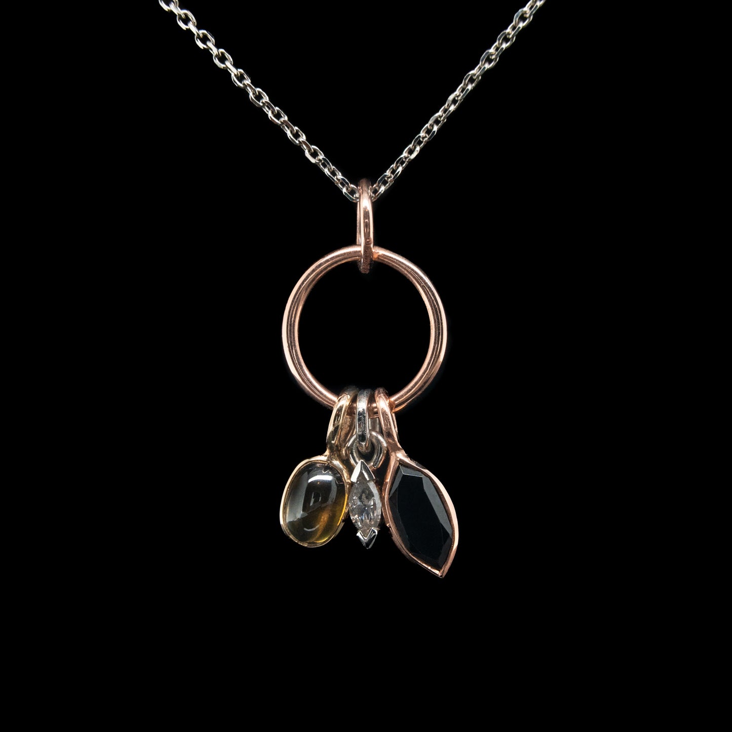 Multi-drop Diamonds & Sapphire Pendant