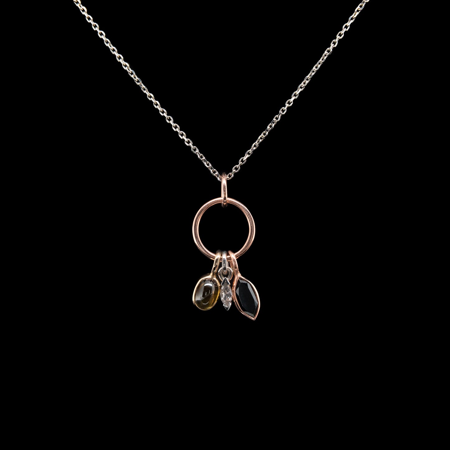 Multi-drop Diamonds & Sapphire Pendant