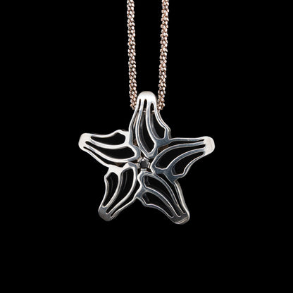 Reversible Starfish Slider Pendant with Green Emerald & Black Diamond