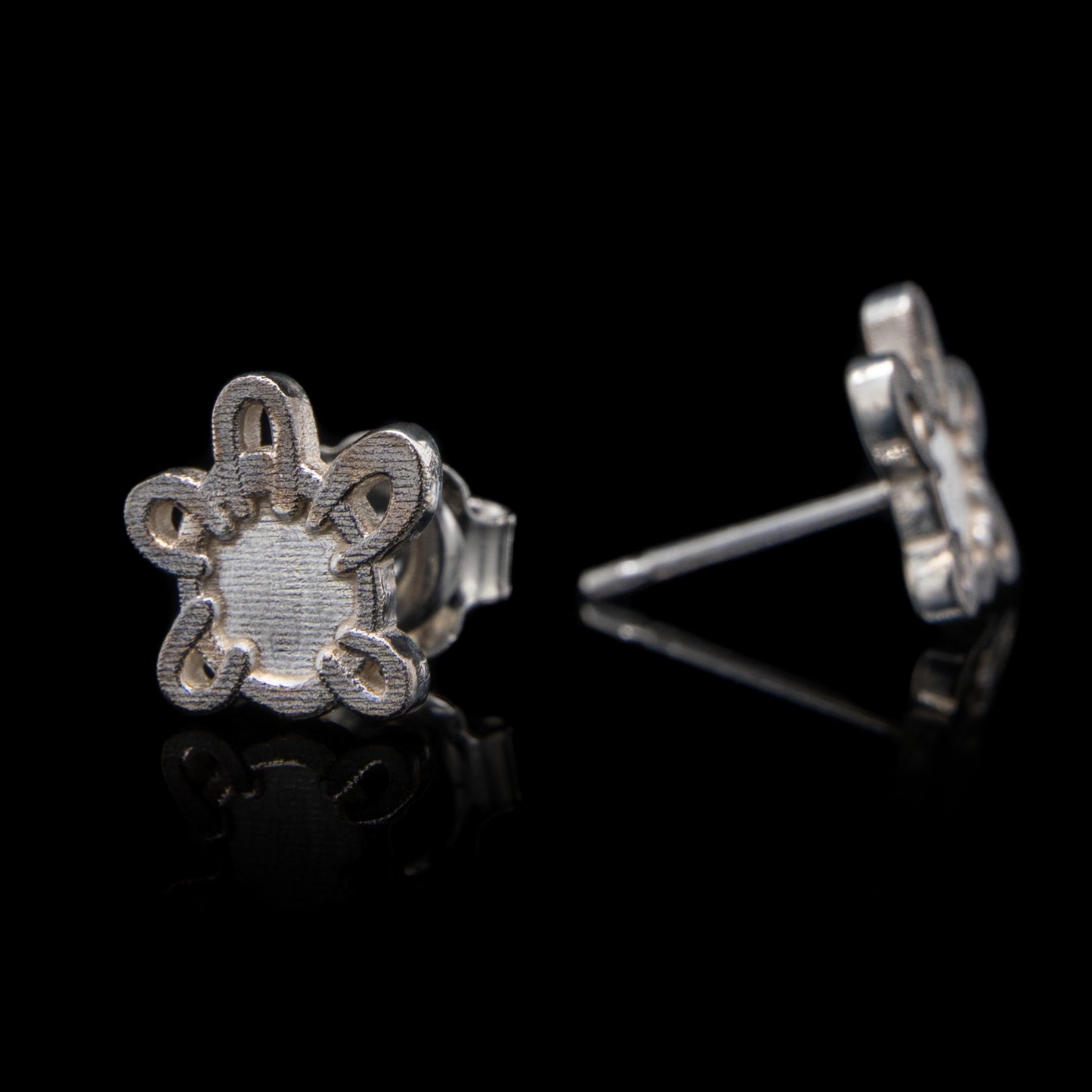 Everyman Hands Studs in Silver & Black Rhodium
